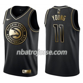 Män Atlanta Hawks Tröja Trae Young 11 Nike Svart Guld Edition Swingman